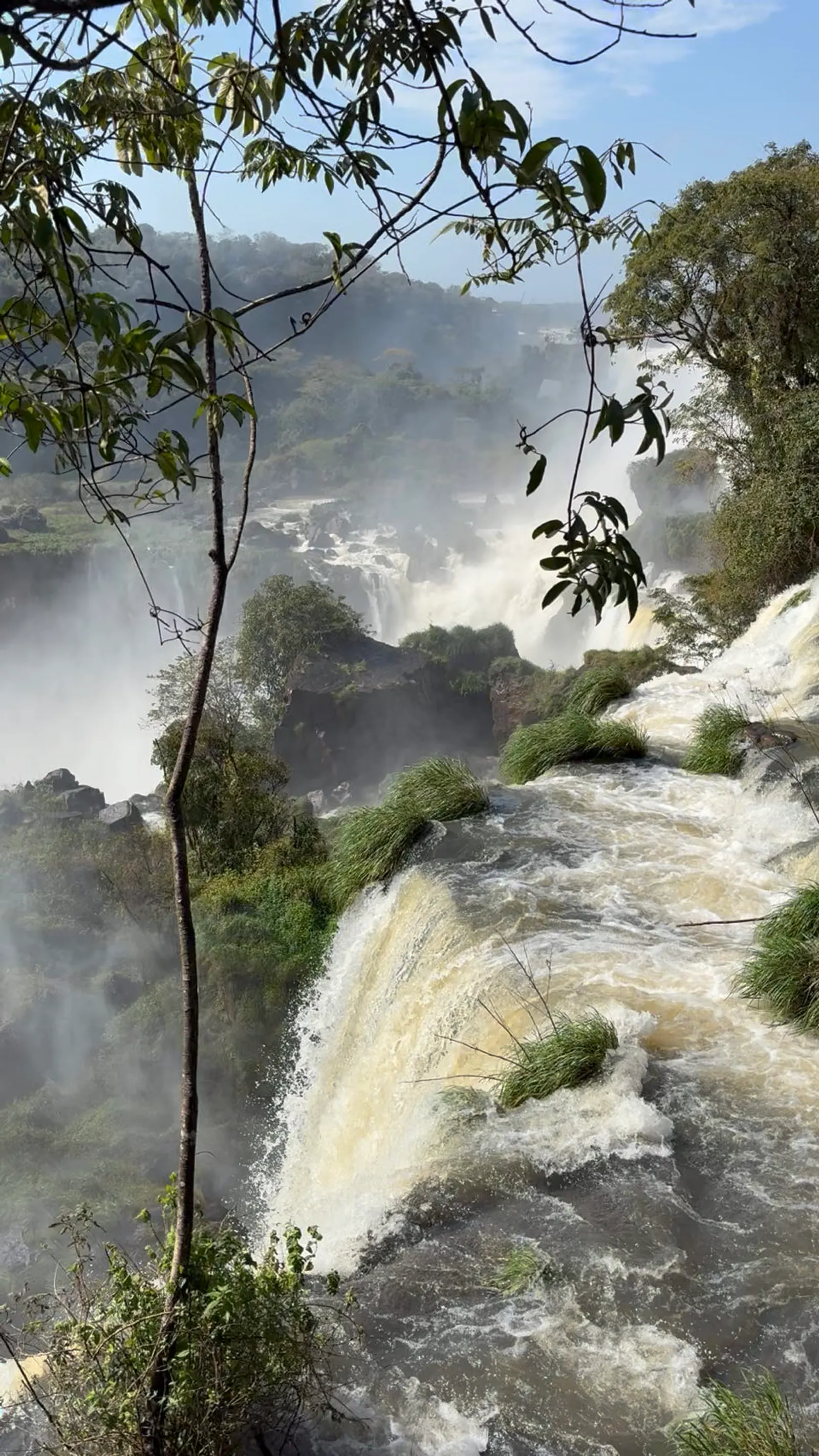 Watervallen van Iguazú van dichtbij met opspattend water