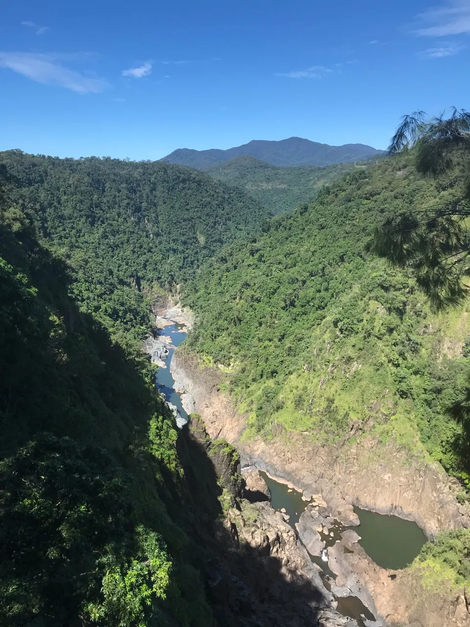 De diepe beboste Barron Gorge bij Cairns vanaf de skyrail