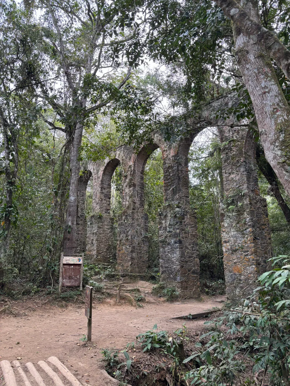 Ruïne van een oud aquaduct in het bos op Ilha Grande