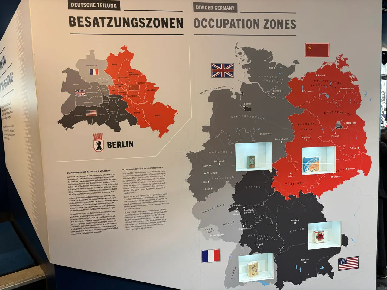 Kaart met de bezettingszones van Berlijn in het DDR Museum